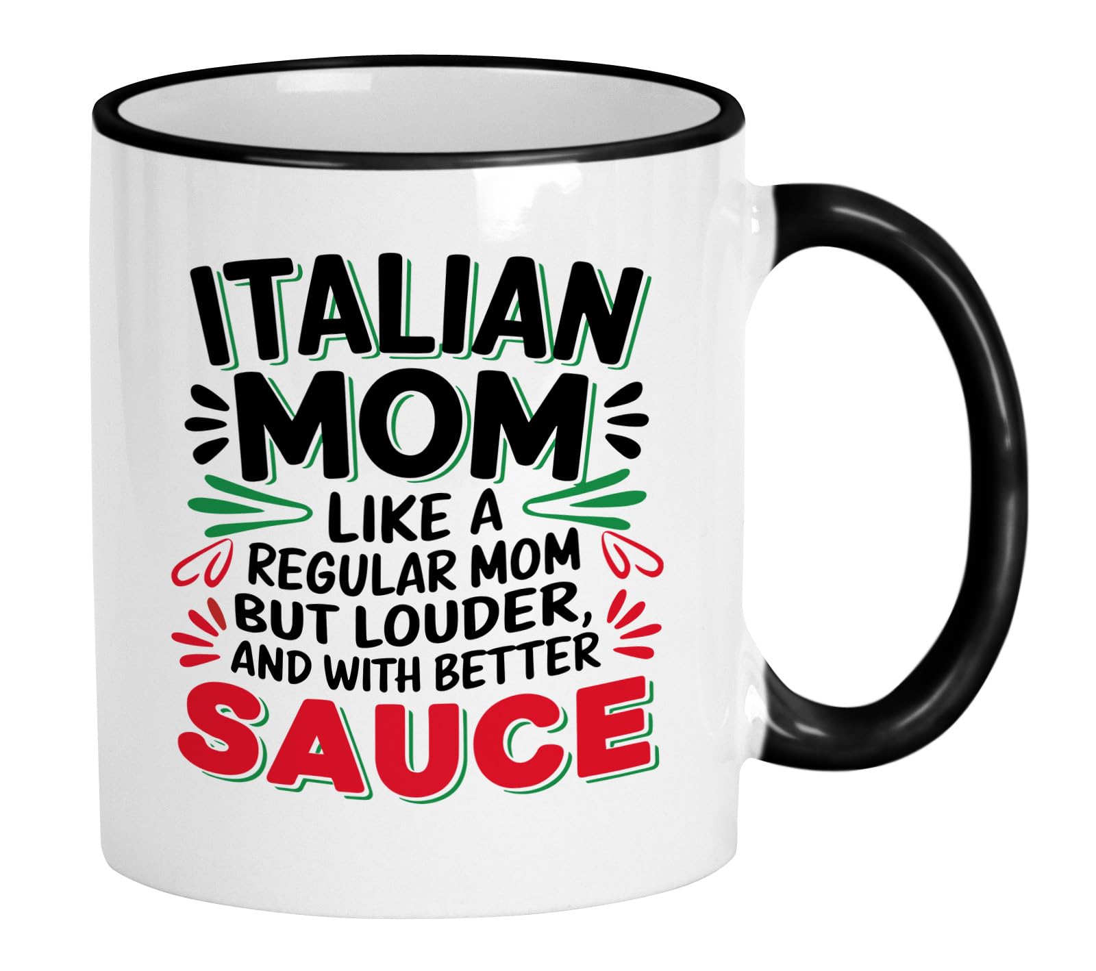 Casitika Italian Mom Gifts. 11 oz Italy Mug for Mother with Italian Flag - Cute Mom Coffee Cup, Great for Birthday or Mothers D