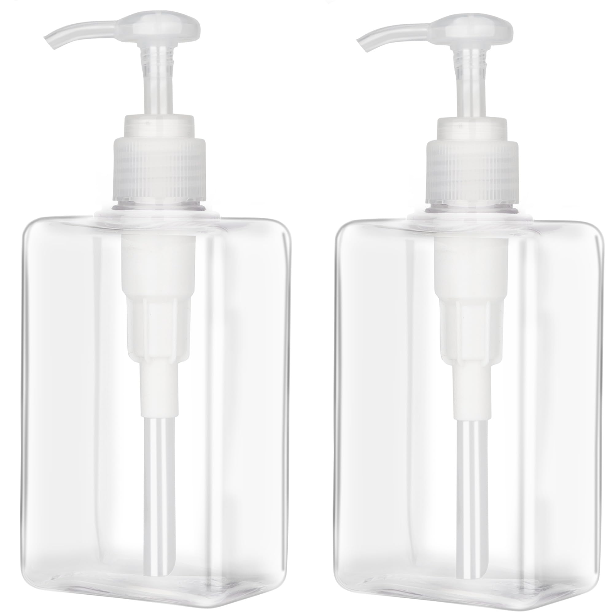 280Ml (9.5Oz) Pump Bottle Dispenser Jansburg 2 Pack Refillable Flat Square Plastic Lotion Dispenser Leakproof Empty Lotion Pump