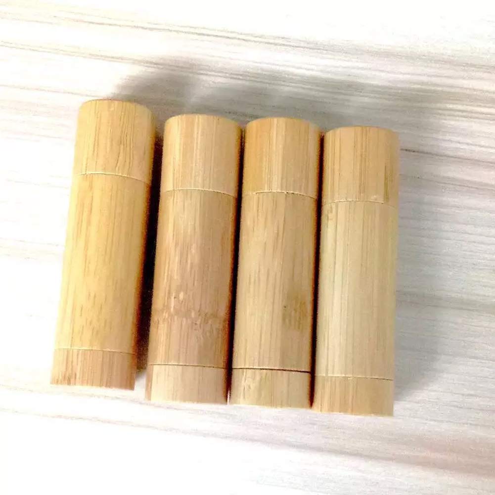 4 Pieces 5.5Ml /5.5G Empty Bamboo Lipstick Tubes Refillable Lip Balm Lip Gloss Tube Holder Containers With Lids For Diy Make Up