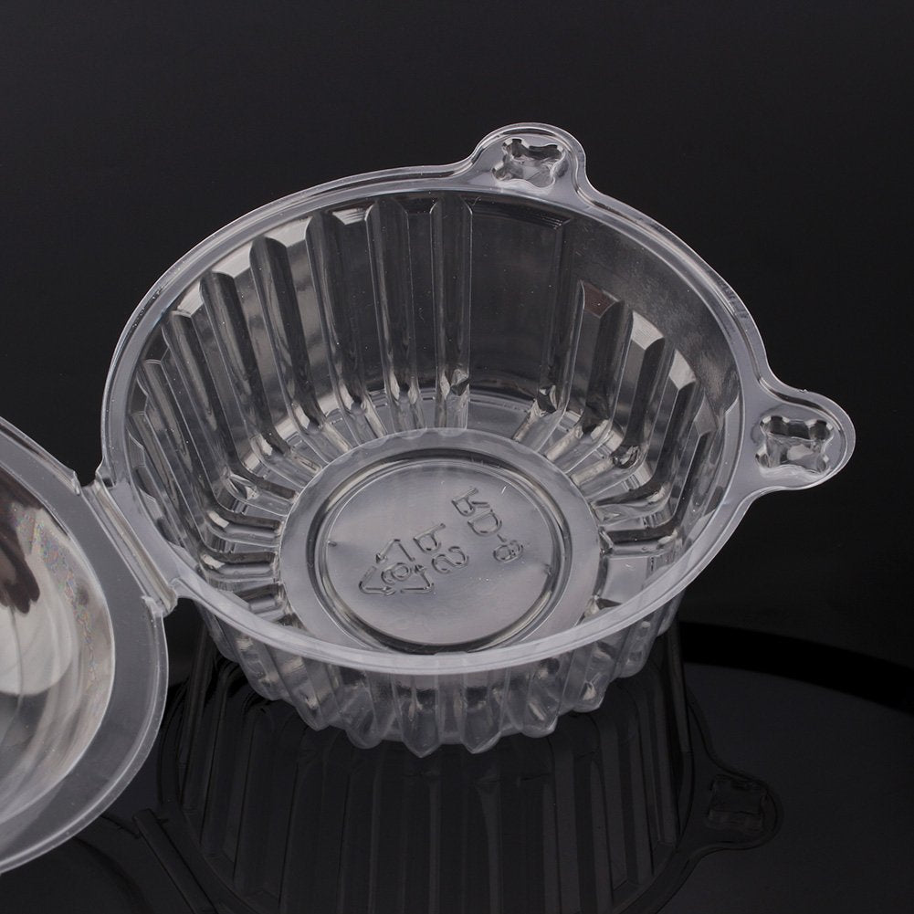 Plastic Containers, Clear Containers, 100Pcs Cat Shape Individual Clear Fruit Holder Container Dome Box With Lids Stackable Sala