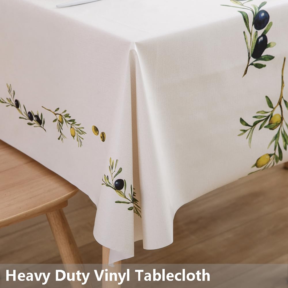 Trudelve Heavy Duty Vinyl Table Cloth Plastic Table Cloths For Kitchen Dining Table Wipeable Pvc Waterproof Tablecloth For Squar