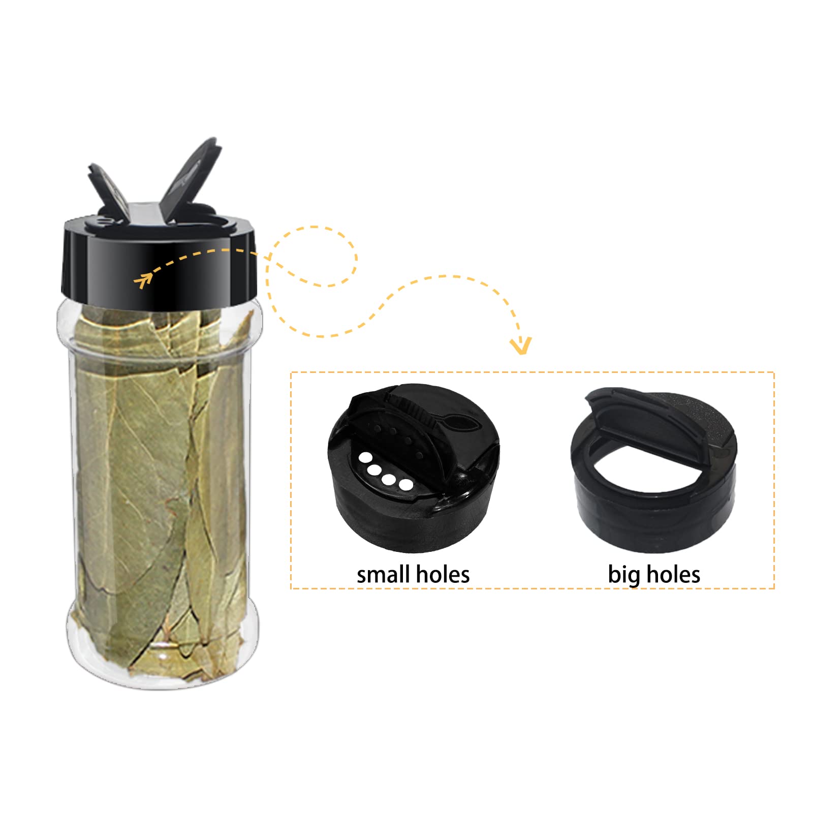 Suituts 3.3 Oz 24 Pack Clear Plastic Spice Jars With Black Shaker Lids, 100Ml Round Spice Bottle, Plastic Seasoning Jars With La