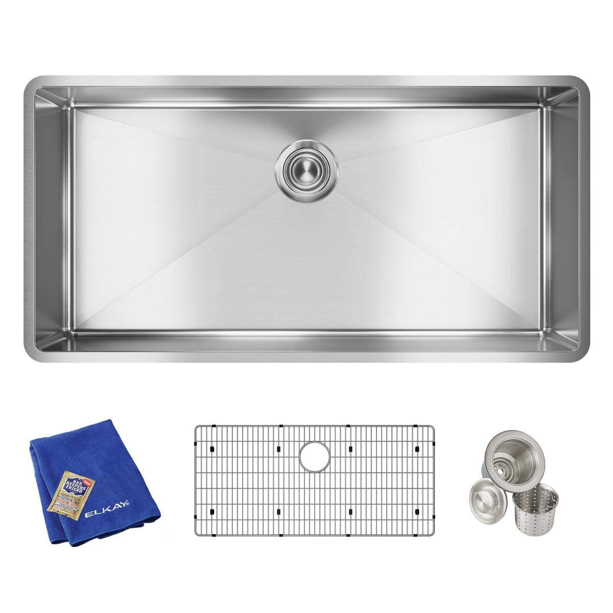 Elkay Crosstown Stainless Steel 36-1/2'' x 18-1/2'' x 9''  Single Bowl Undermount Sink Kit