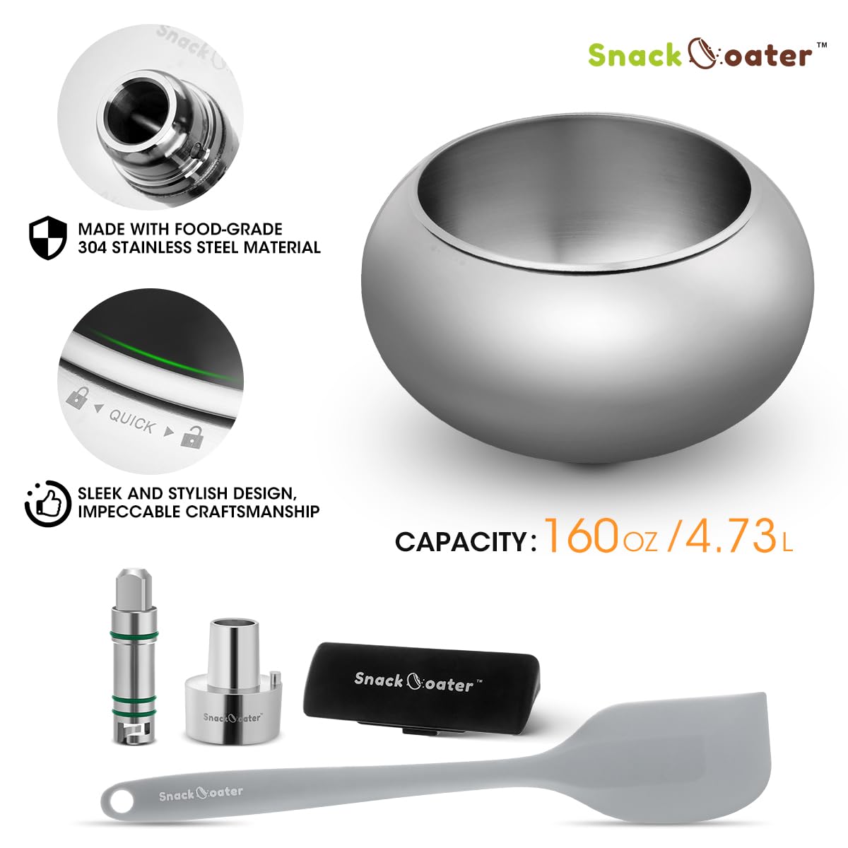 Aieve Snack Coater Compatible With Kitchenaid Tilt-Head Stand Mixer Class Series 4.5 Qt And Artisan Series 5 Qt For Making Choco