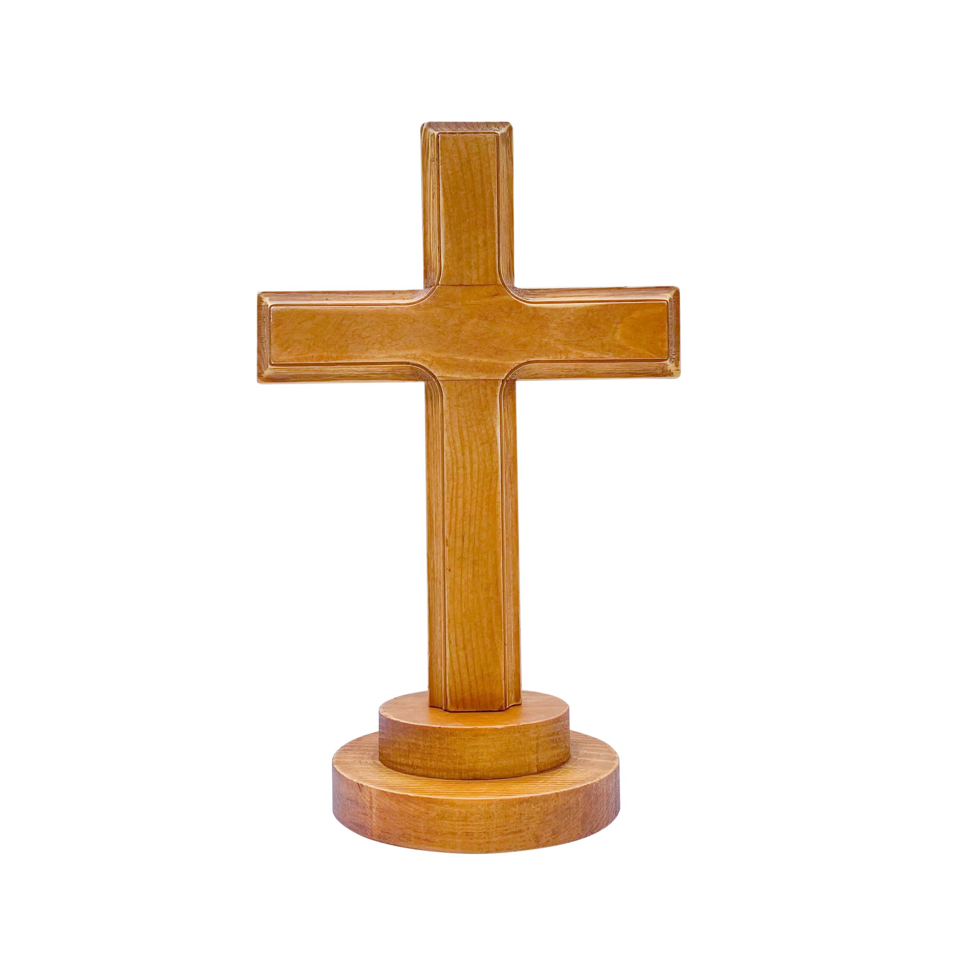 Cregugua Wooden Tabletop Wood Standing Cross for Church Prayer Home Decor 4x7x11 Inches