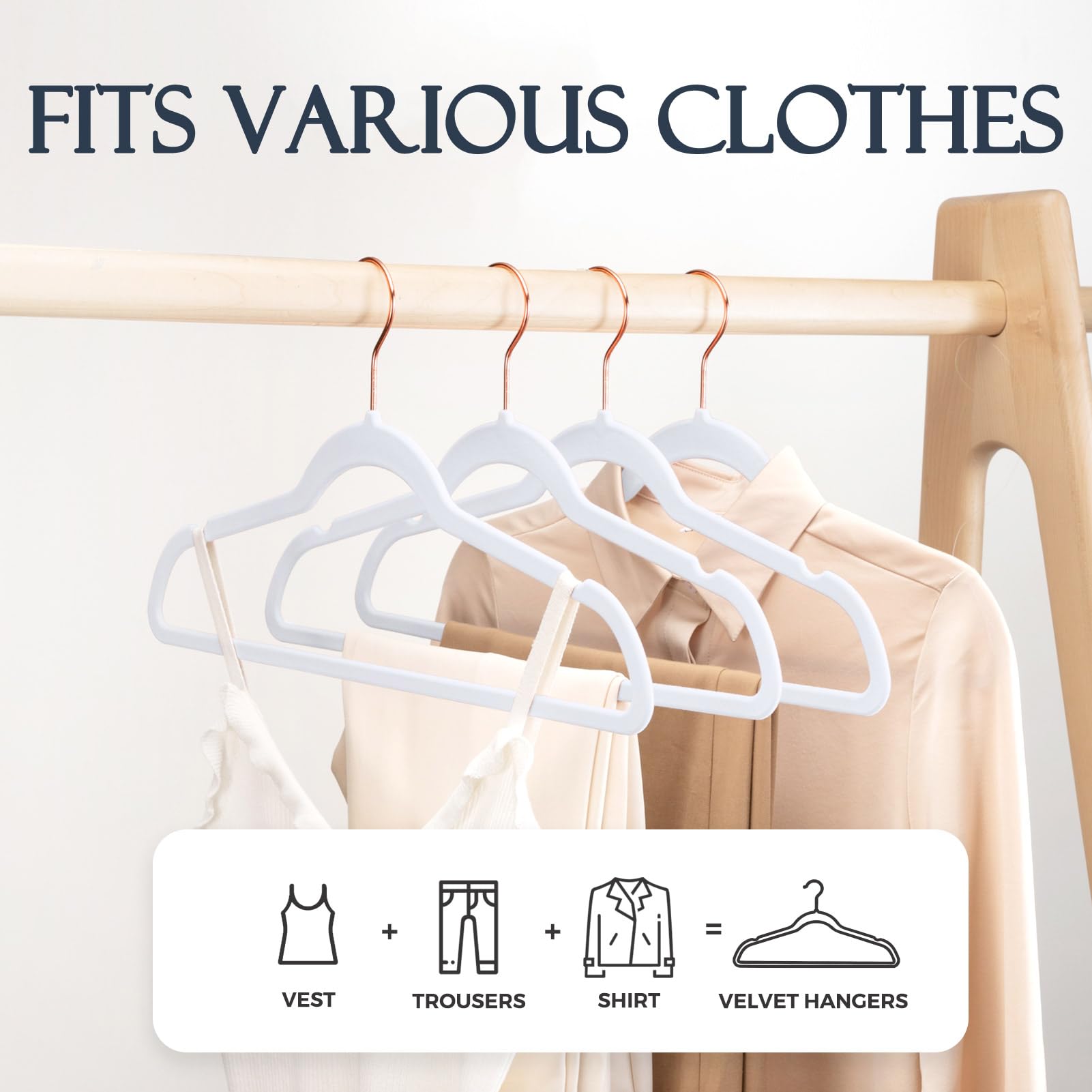 HOUSE DAY White Velvet Hangers 60 Pack  Premium Clothes Hangers Non-Slip Felt Hangers  Sturdy White Hangers Heavy Duty Coat Hangers  Durable Suit Hangers for Space Saving  No Hanger Marks Gold Hook