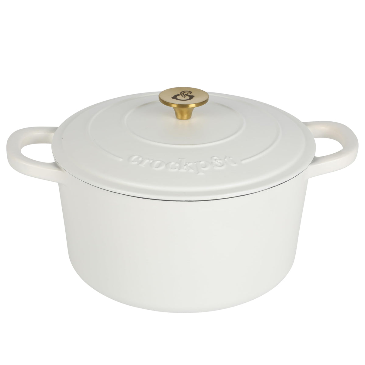 Crock Pot Artisan 7-Quart Round Dutch Oven - Matte Linen White W/Gold Knob