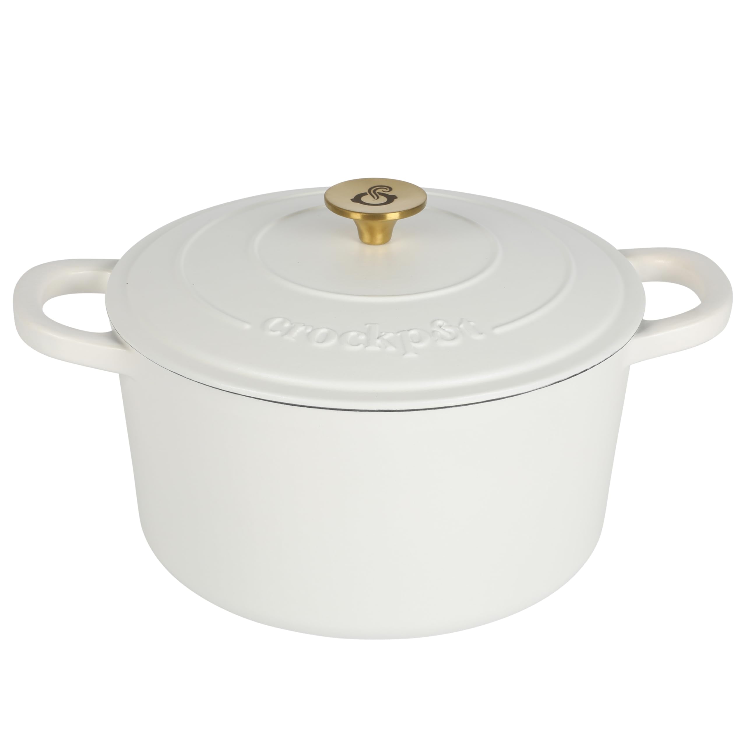 Crock Pot Artisan 5-Quart Round Dutch Oven - Matte Linen White W/Gold Knob
