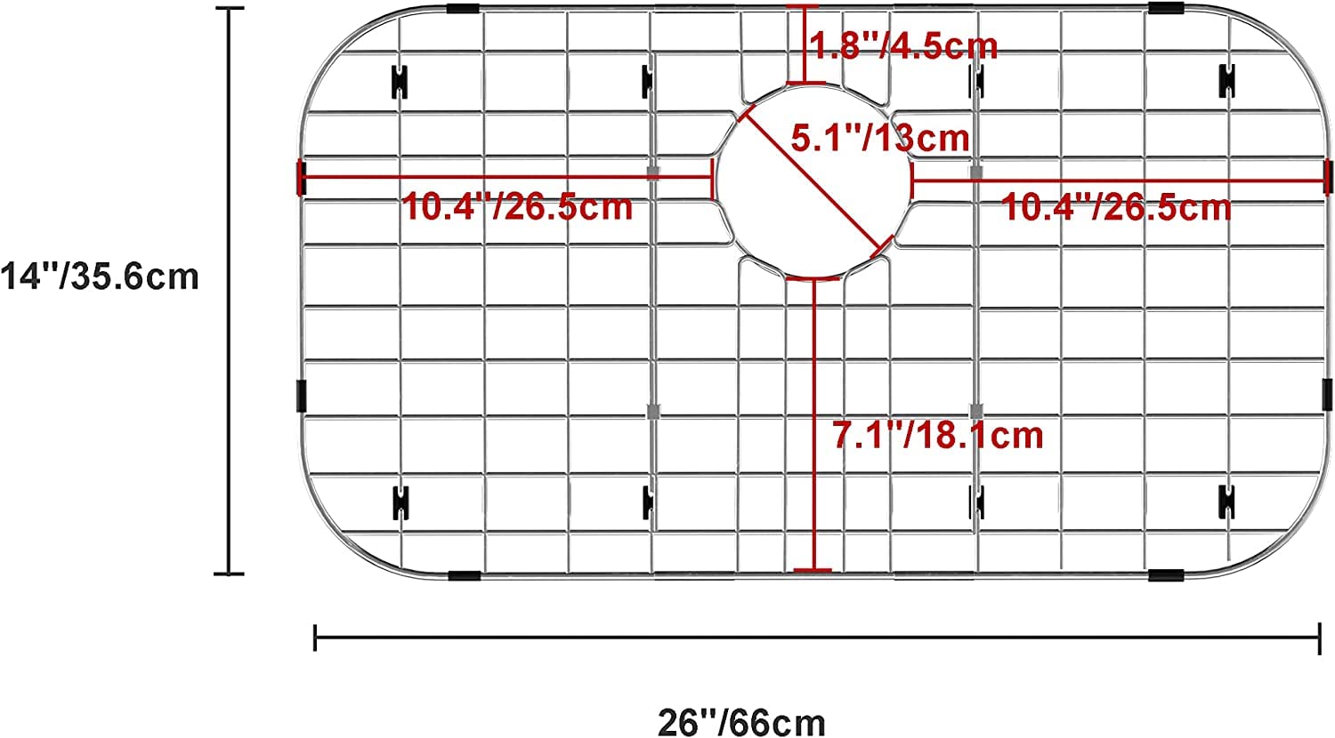 Sanno 26'' L X 14'' W Sink Grid Sink Protector, Stainless Steel Kitchen Sink Grate For Kitchen Sink, Kitchen Sink Rack For Botto