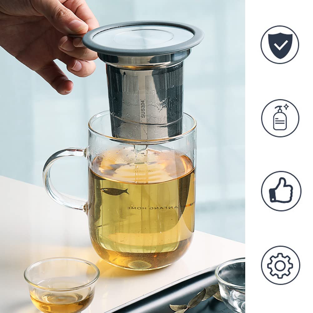 BLIGKO Tea Infuser - Extra Fine Mesh Strainer, Large 304 Stainless Steel, Silicone Lid for Loose Tea, Teapot, Mug, Cup