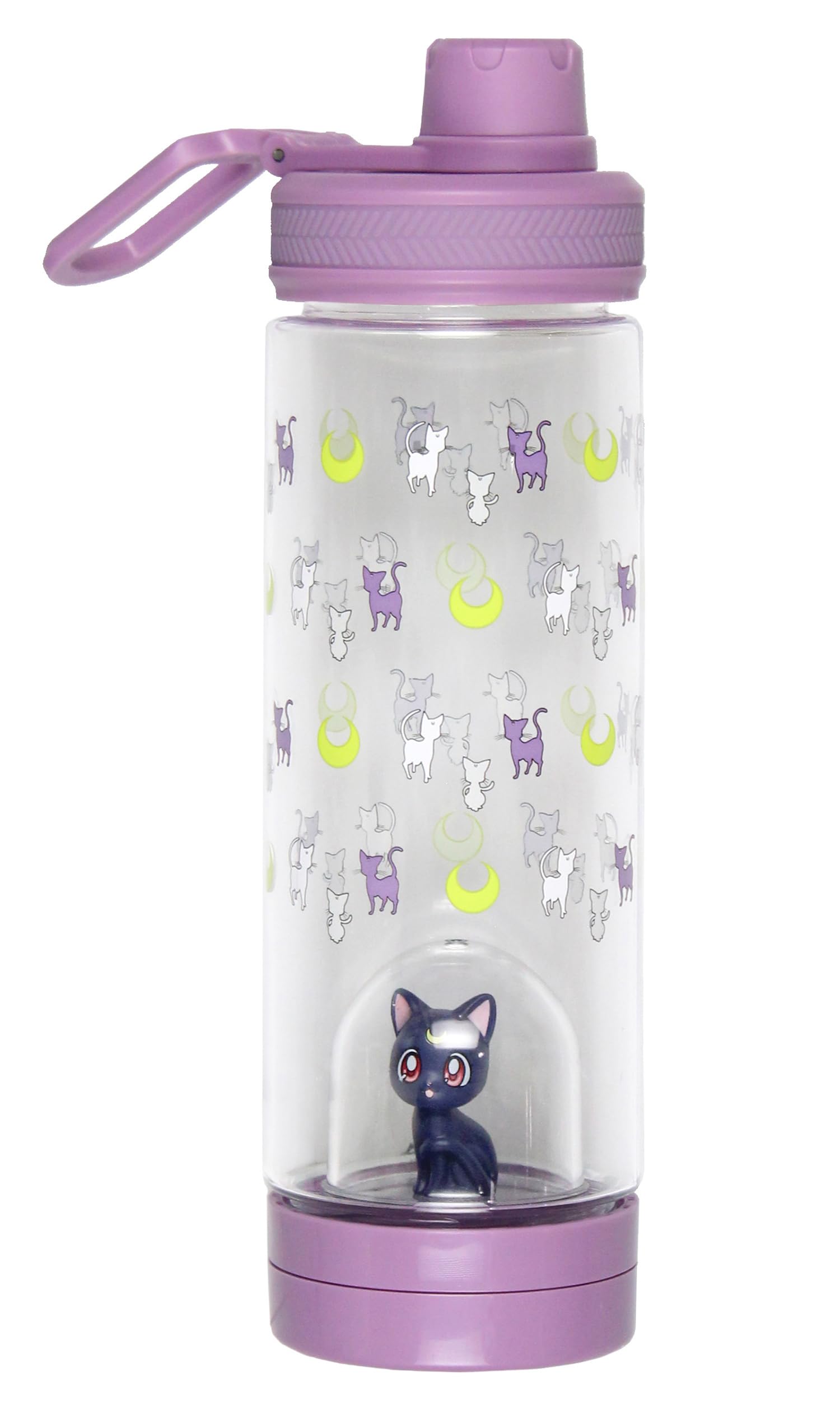 JUST FUNKY Sailor Moon Artemis Drinking Plastic Water Bottle With Inside Character Mold With Screw Top Lid | BPA Free | 17 oz.