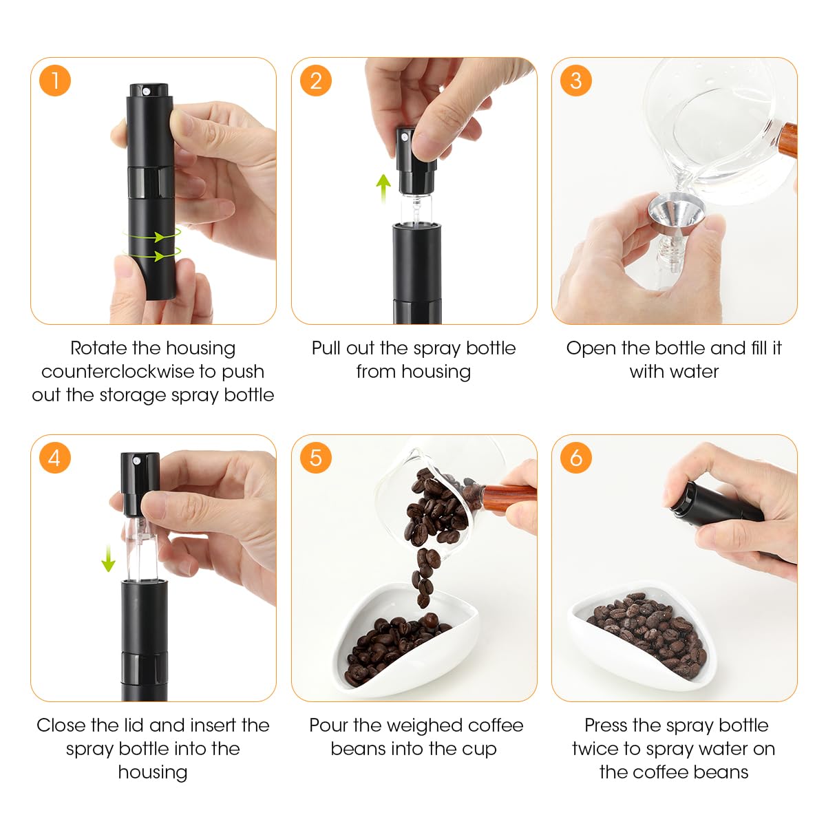 Aieve Coffee Bean Dosing Cup And Spray Bottle Set, Espresso Accessories Coffee Accessories For Coffee Bar (White)