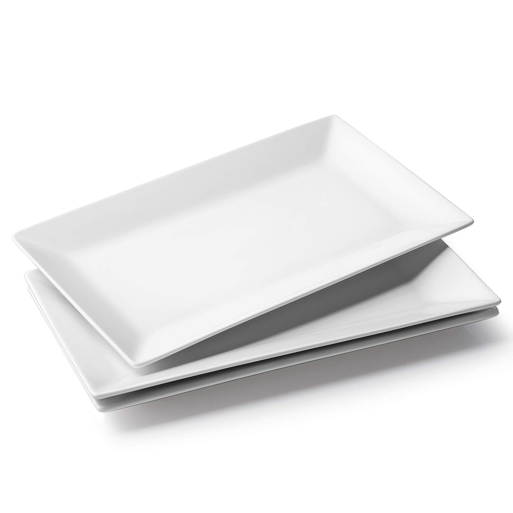 Dowan 14'' Serving Platter Set Of 3 - White Rectangle Plates And Serving Trays For Entertaining - Large Serving Dishes For Party