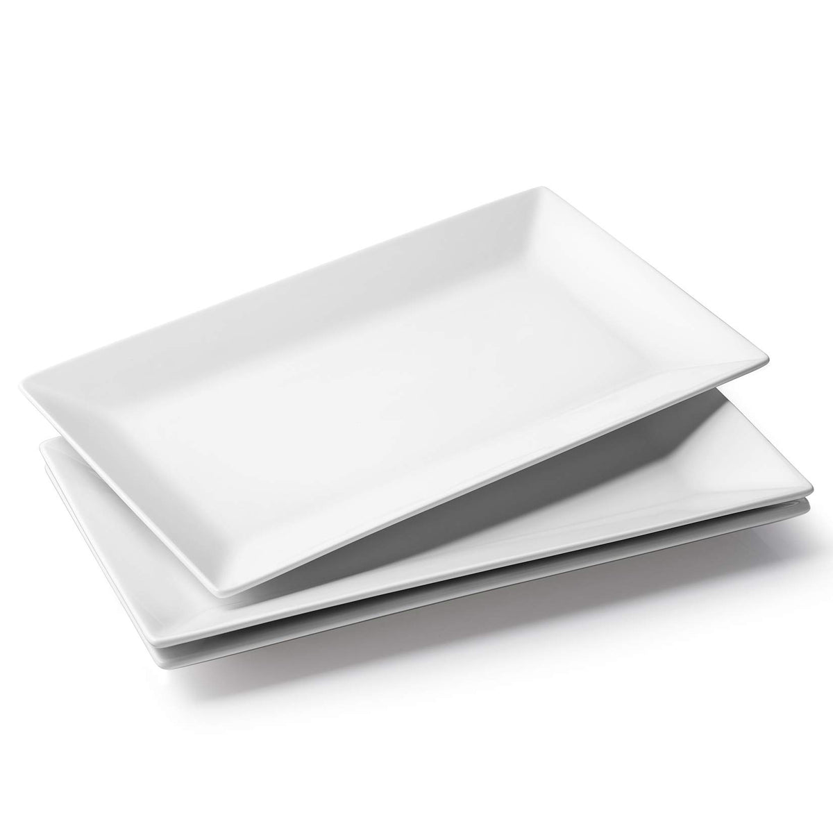 Dowan 14'' Serving Platter Set Of 3 - White Rectangle Plates And Serving Trays For Entertaining - Large Serving Dishes For Party