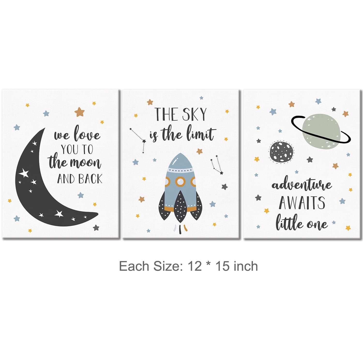 Yuzi-N Space Decor For Boys Room Outer Space Room Decor For Boys, Space Wall Art Decor For Kids Room Boys Bedroom Nursery Playro