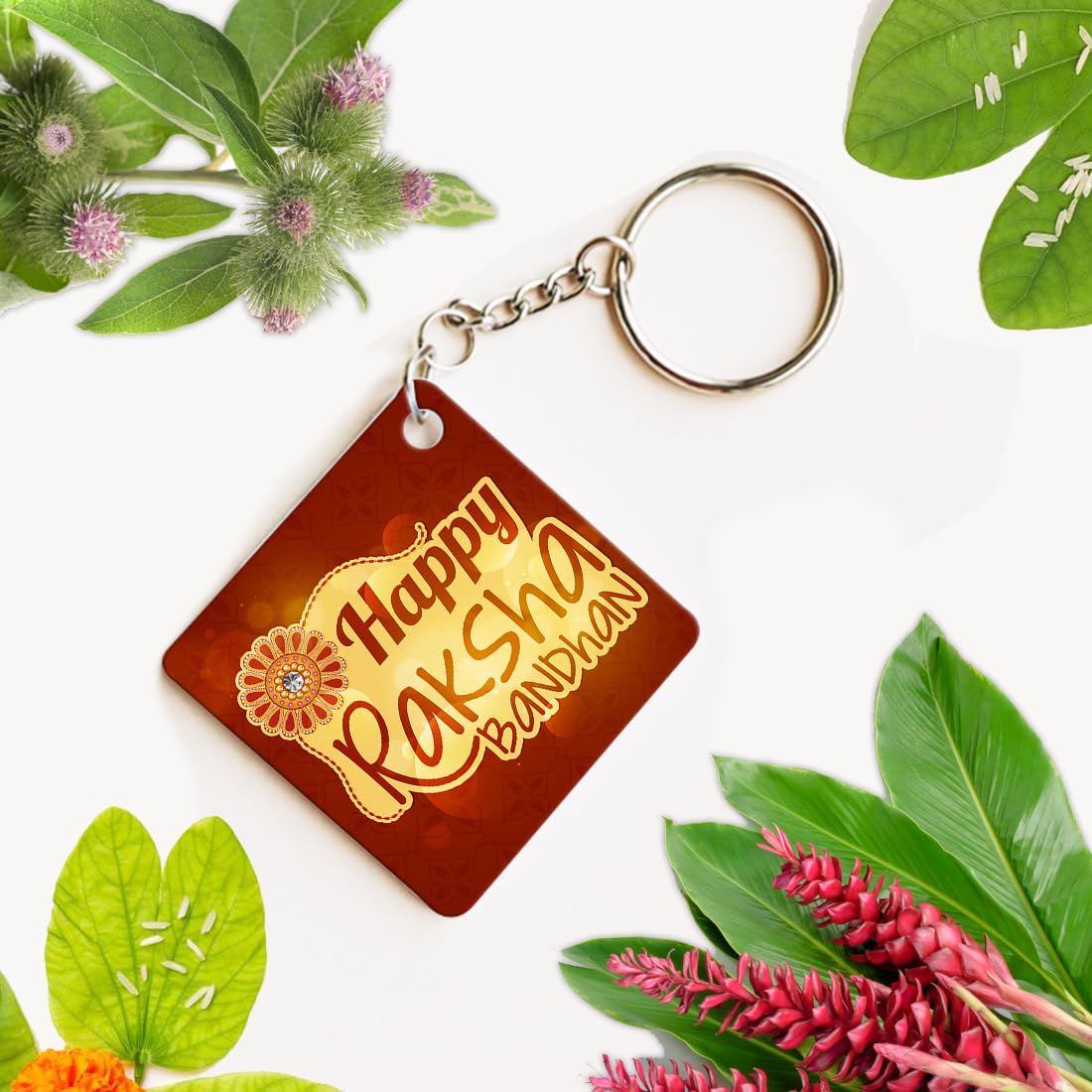 KivStar Rakhi for Brother & Sister with Printed Ceramic Mug and Keychain Combo |Pack of 5 (Greeting Card, Roli Chawal, Rakhi, Pr