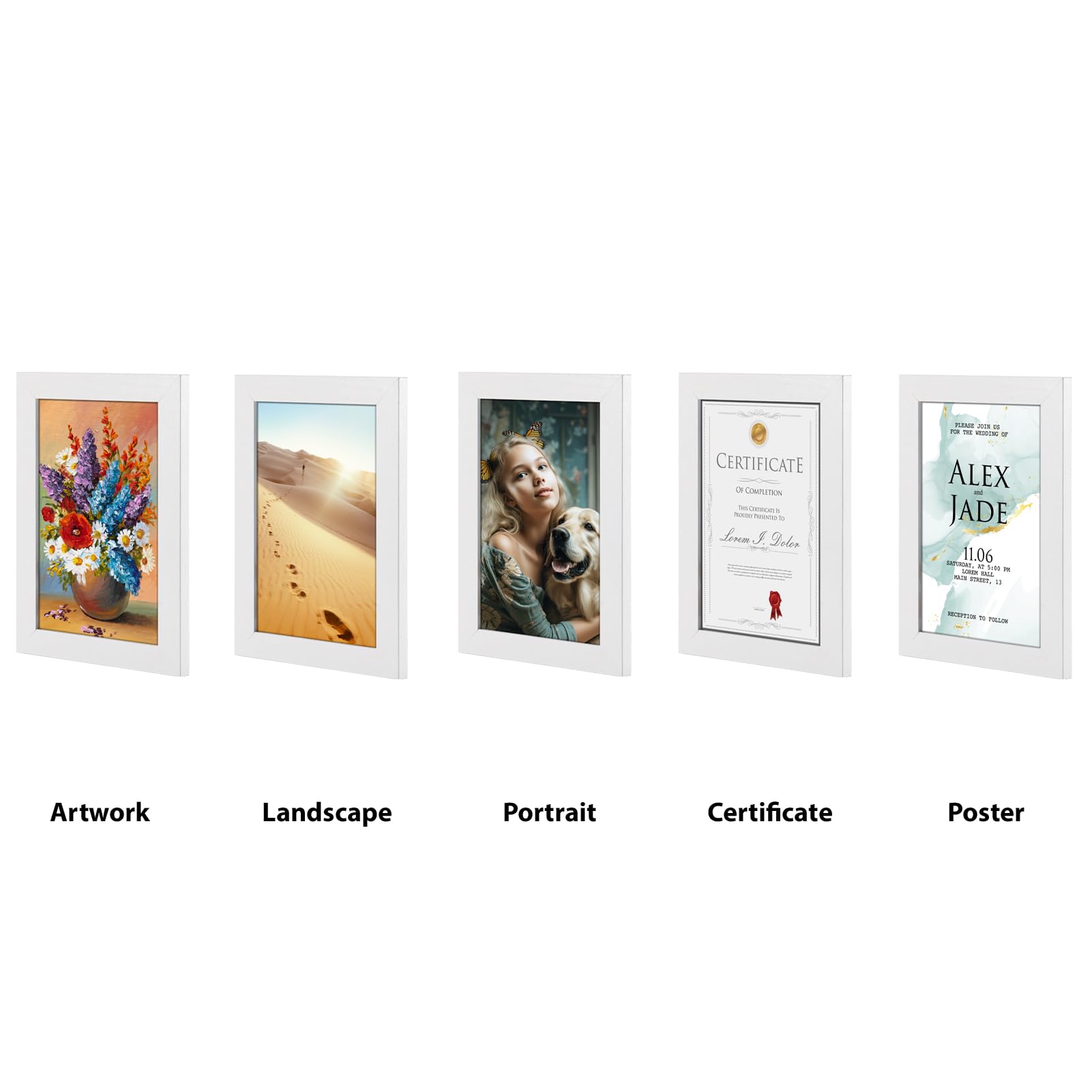 HORLIMER 4x6 Picture Frame Set of 15, White Picture Frames Display 4 by 6 Photo for Wall or Tabletop