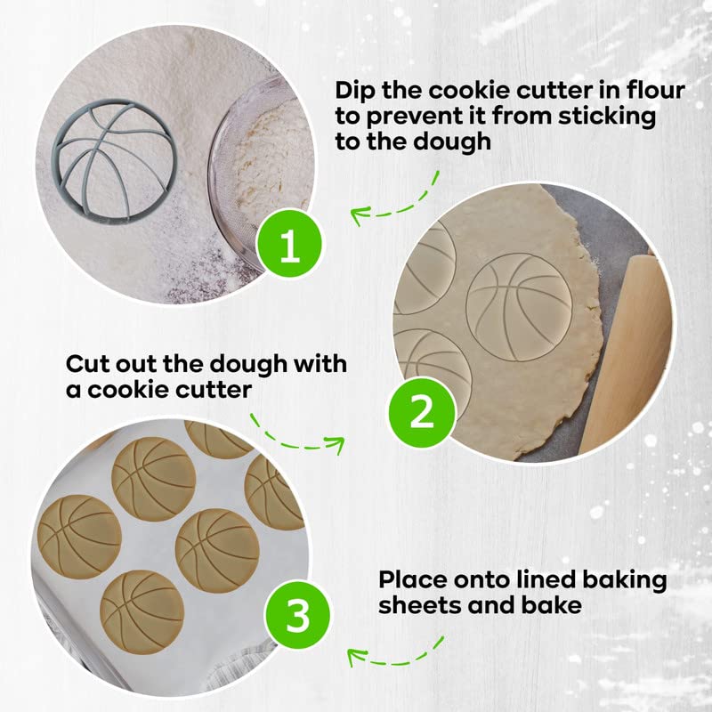 Moose Goods Basketball Cookie Cutter Set Of 5 - Sports Cookie Cutters Shapes & Stamp, Basketball Jersey Cookie Cutter For Diy Ba