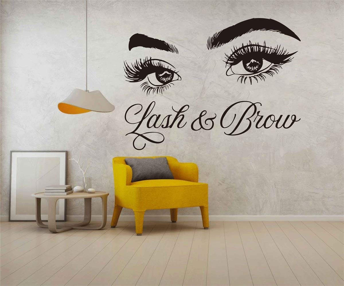 Lash & Brow Wall Decal Eyelash Extension Beauty Salon Decoration Make Up Room Wall Stickers Ll300 (Black)
