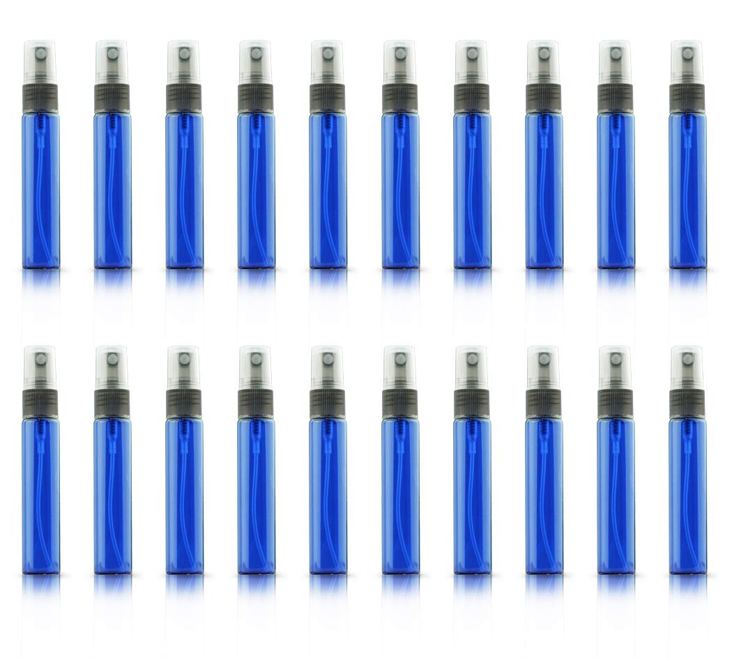 Zbfwmx 20 Pack Set 10Ml Protable Refill Bulk Atomizer Spray Travel Perfume Bottle Hydrating Empty Bottle (Blue)