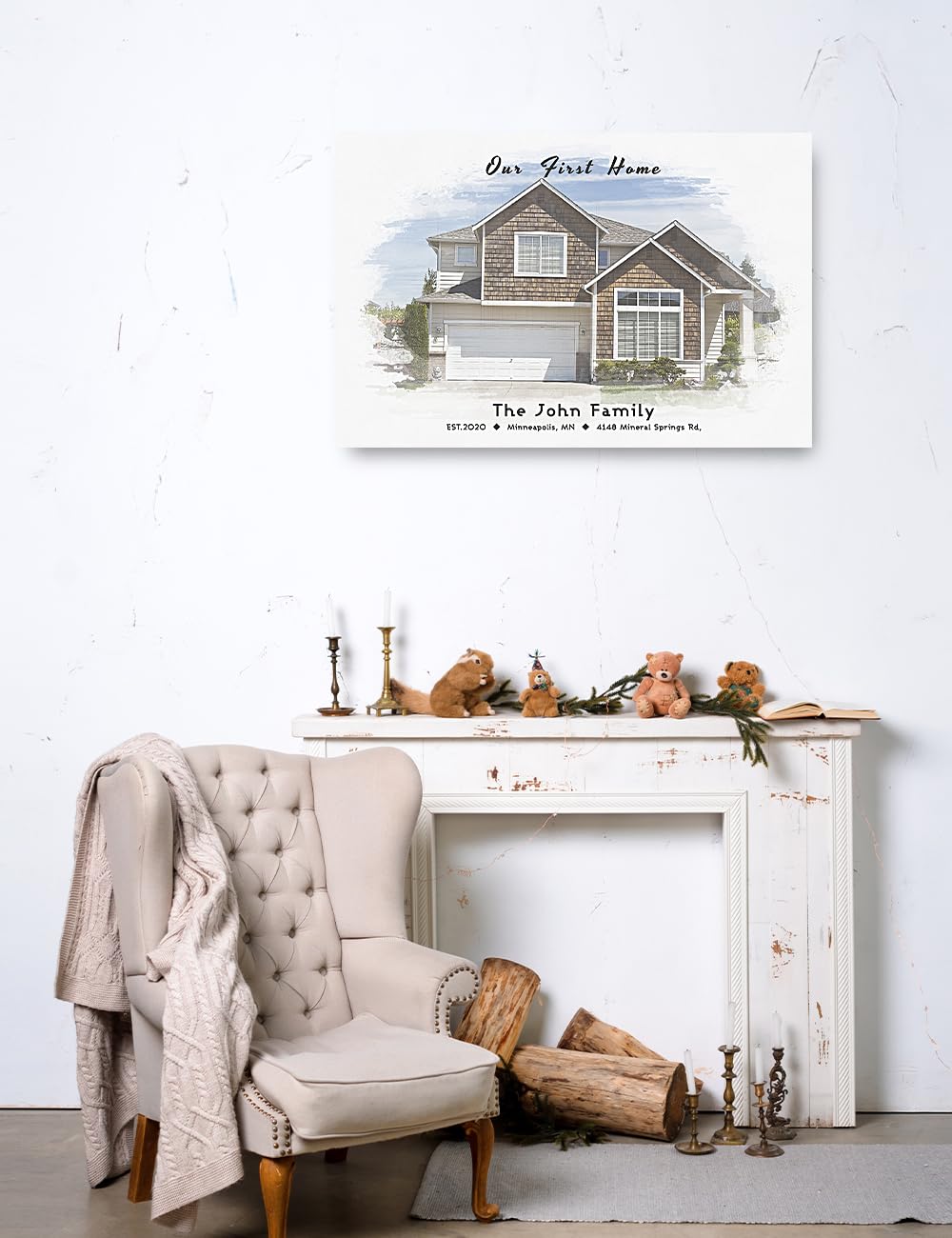 Ipic - Custom Watercolor House Portrait. Watercolor House Painting Personalized Housewarming Gift Custom Giclee Print Includes N