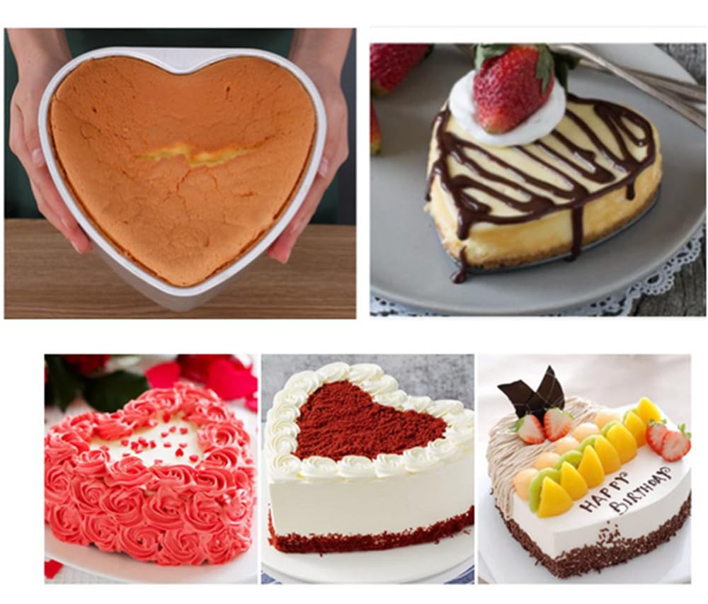 Xzjmy Heart Cake Pan,Aluminum Heart Cake Molds,8Inch Cake Pan,Kids Diy 3D Birthday Cake Pan,Nonstick Baking Tools (Heart)