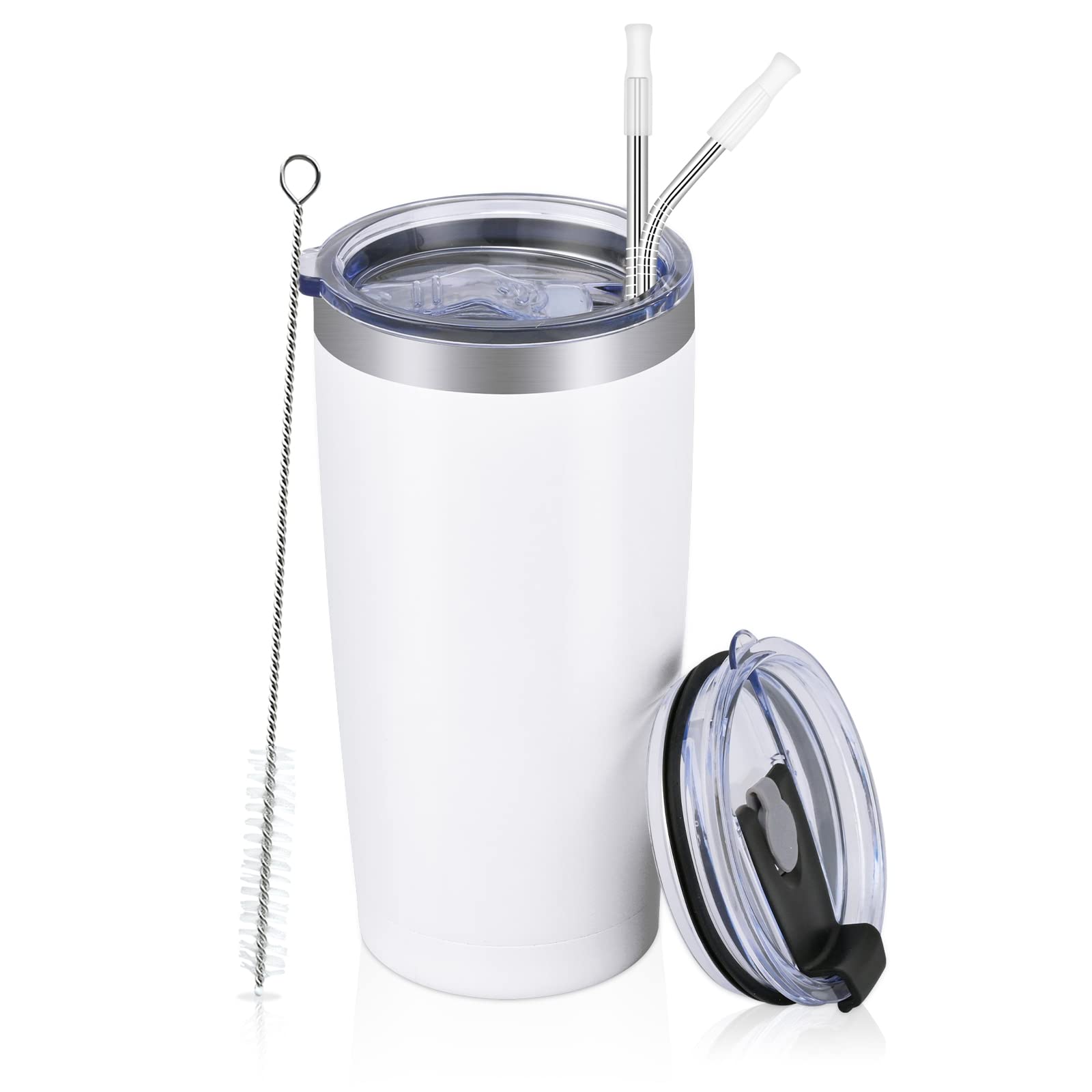 Futtumy Stainless Steel Travel Tumbler, 20 Oz Tumbler With 2 Lids And Straws, Insulated Coffee Tumbler, Double Wall Travel Tumbl
