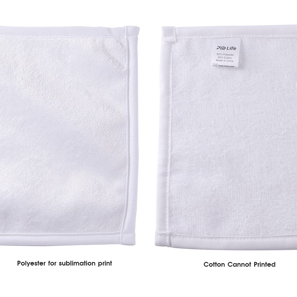 Pyd Life 12 Pack Sublimation Blanks White Towel 8 Inch Bathroom Face Hand Towel Kitchen Tea Dish Drying Cotton High Absorbent Po