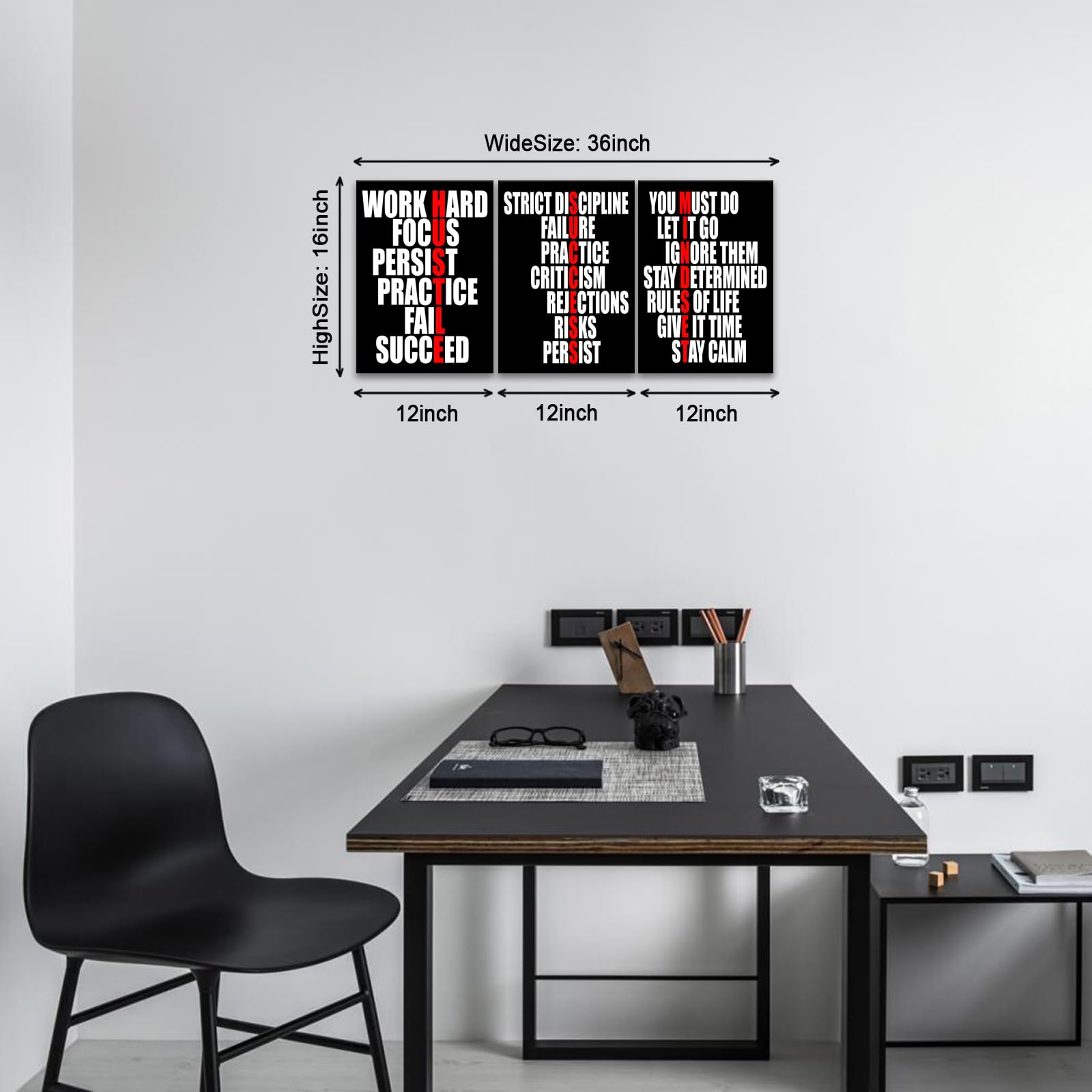 Kawahone Motivational Wall Decor - Hustle/Success/Mindset Definition Poster Inspirational Quotes Wall Art - Positive Affirmation
