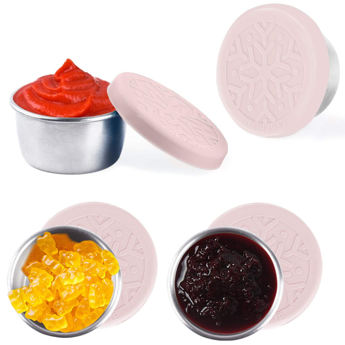 Lalastar Salad Dressing Containers Set, Small Condiment Containers With Silicone Lids, Leakproof & Reusable For Condiments, Snac