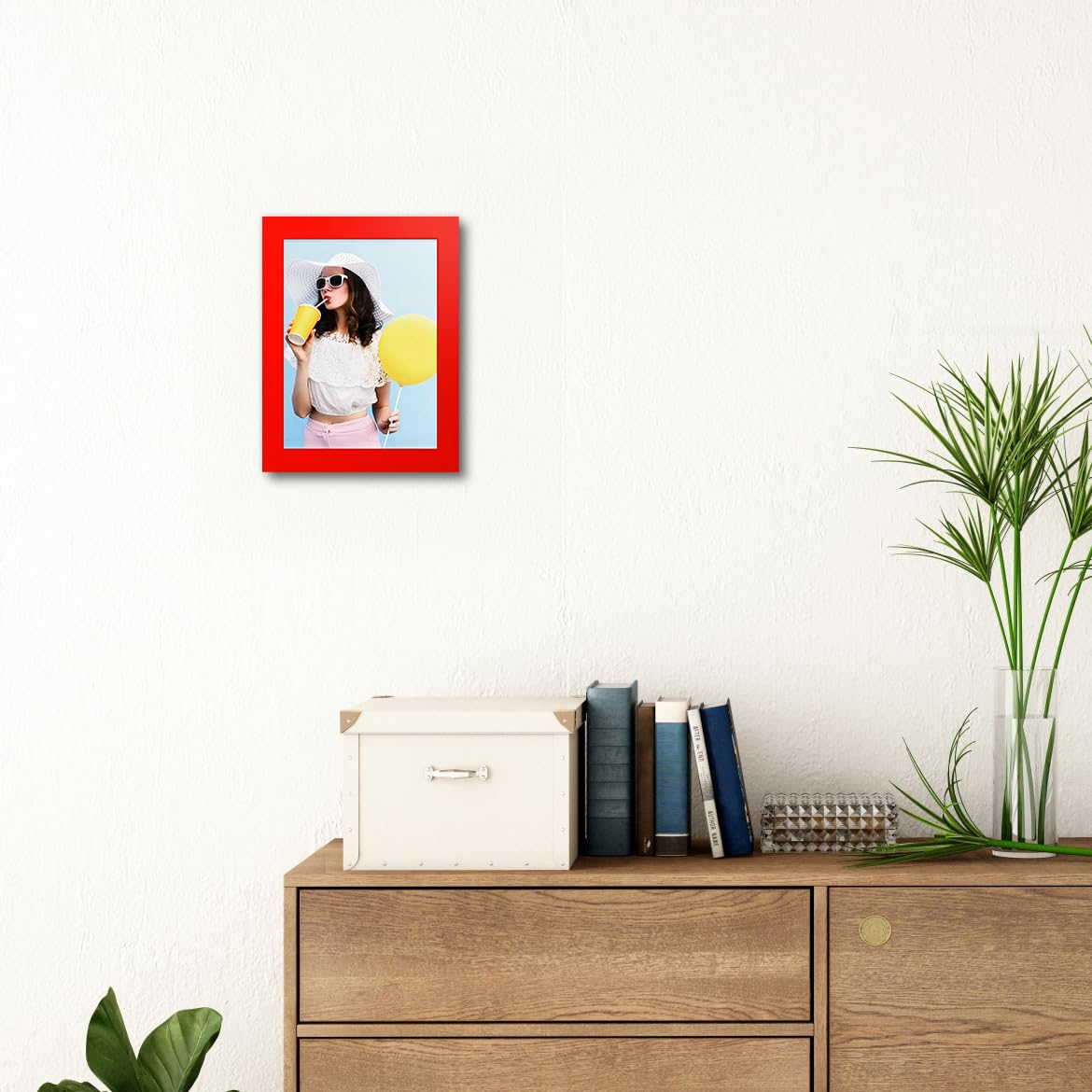 wyooxoo 4x6 Picture Frames Set of 4 Red Made Of Solid Wood Photo Frames Colorful Frame with HD Plexiglass For Tabletop Display o