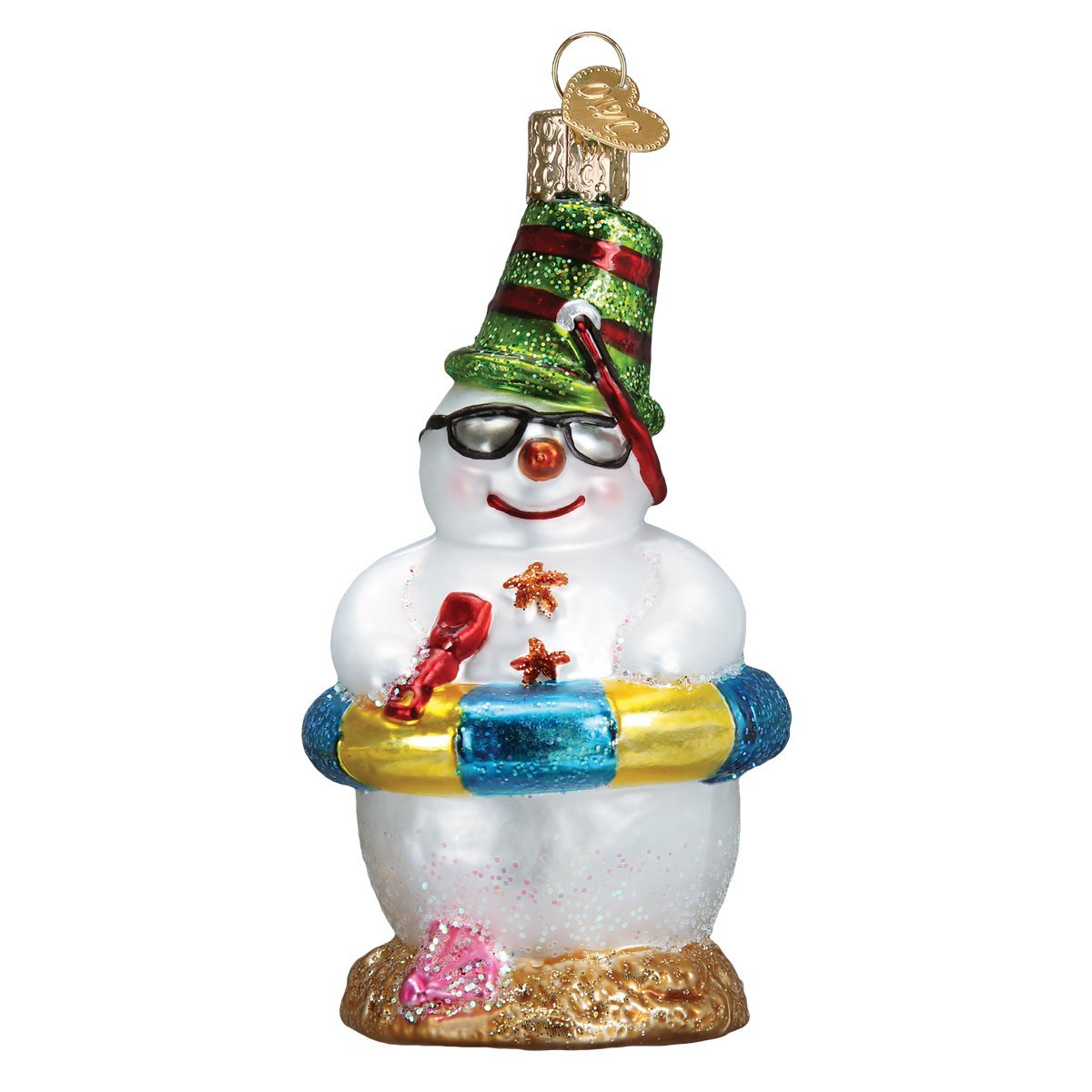 Old World Christmas Ornaments Snowman On Beach Glass Blown Ornaments for Christmas Tree