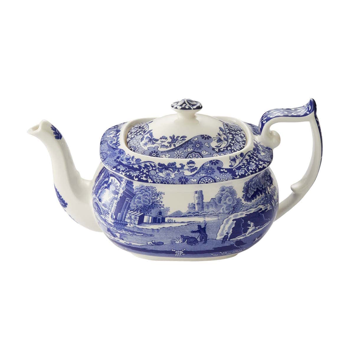 Spode Blue Italian Collection Teapot | Tea Infuser | Made Of Earthenware | 40-Ounces/2.5 Pints | Dishwasher And Microwave Safe |
