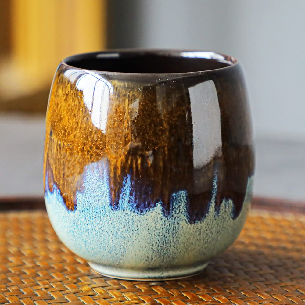 Fljzczm Espresso Cups Ceramic Cup Espresso Coffee Cup Small Tea Cups Tasting Cups Ceramic Mate Cup (2 X 3Oz, Brown)