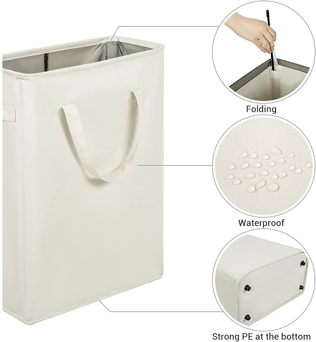 Zero Jet Lag Slim Laundry Hamper With Handles Collapsible Small Laundry Basket Thin Dirty Clothes Basket Narrow Laundry Bag Fold