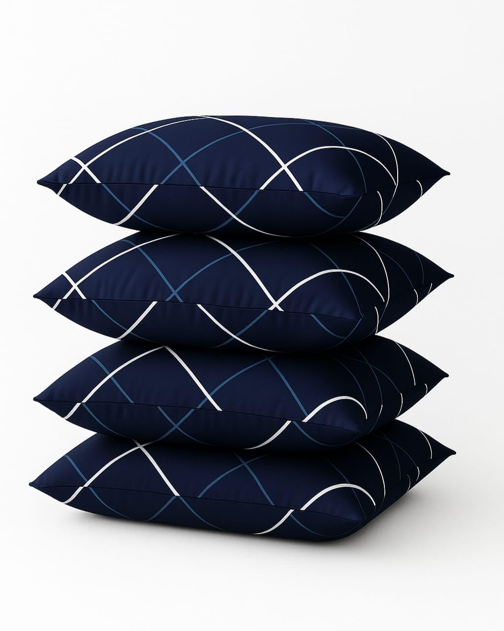 Microfiber Pillows Set Of 4 Height Adjustable With Stripes For Sleeping | Set Of 4 | 41X61 Cm (4, Blue, (4, Blue, King (U.K. Sta