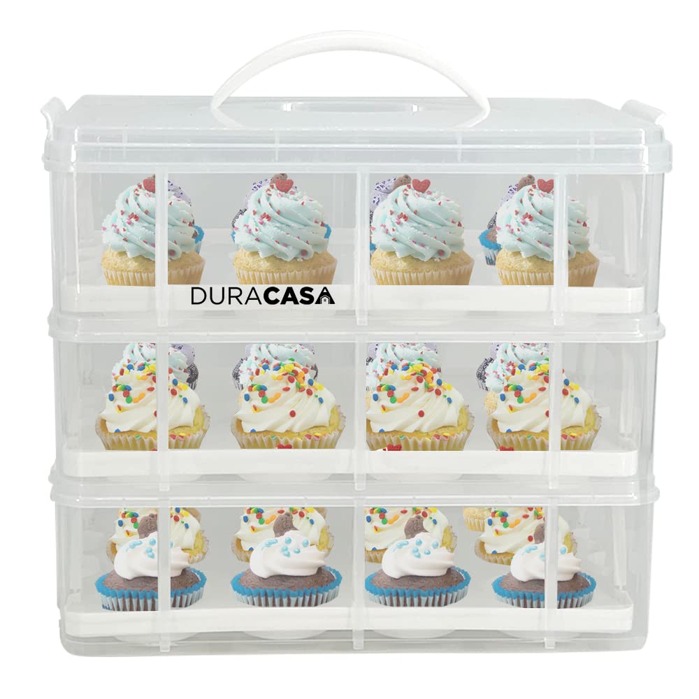 Duracasa Cupcake Carrier, Cupcake Holder | Premium Upgraded Model Holds Cupcakes Steadier | Store Up To 36 Cupcakes Or Muffins |