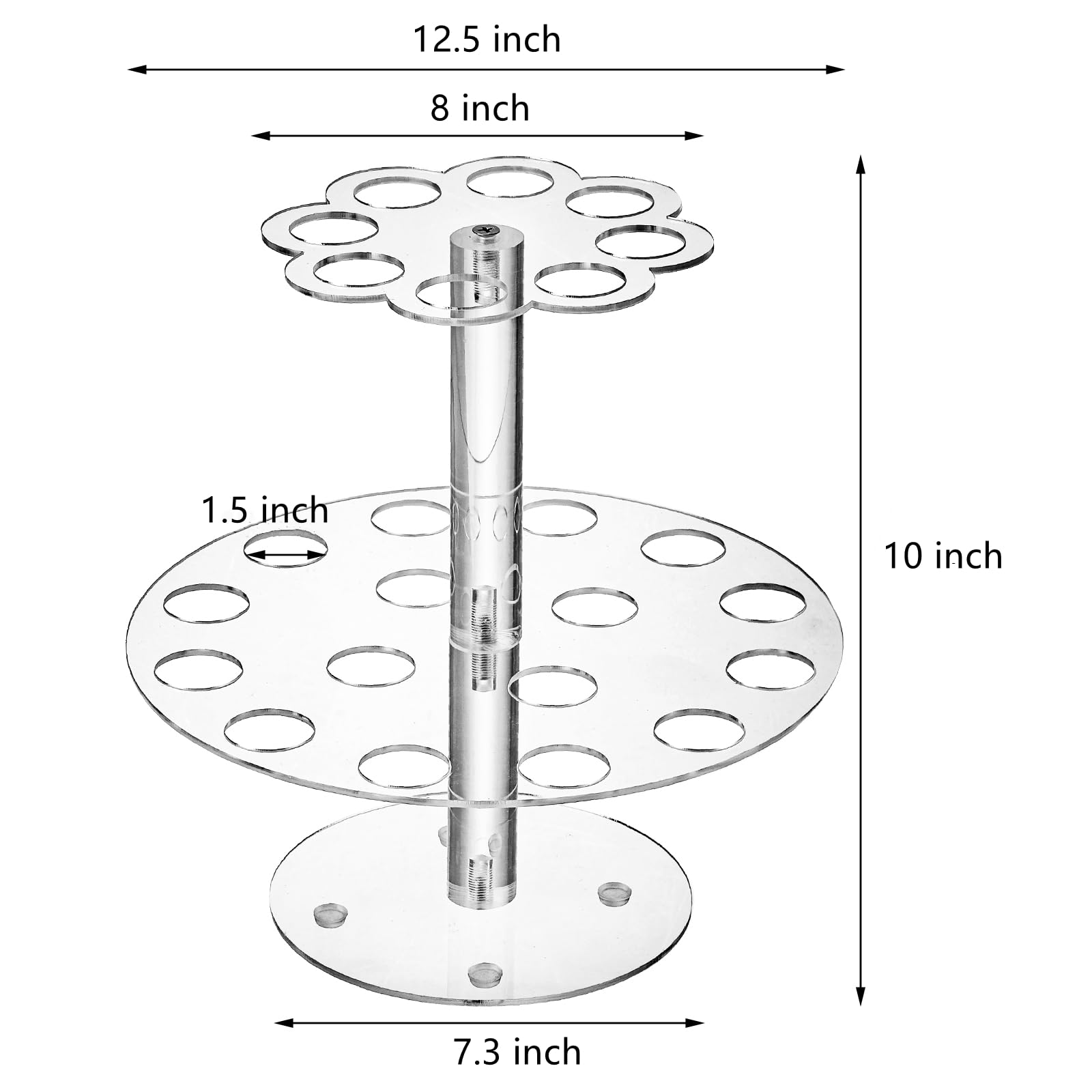 Hacaroa Acrylic Ice Cream Cone Holder, 24 Holes Waffle Sushi Hand Roll Stand Double Layer Cone Display Stand, Clear Food Display