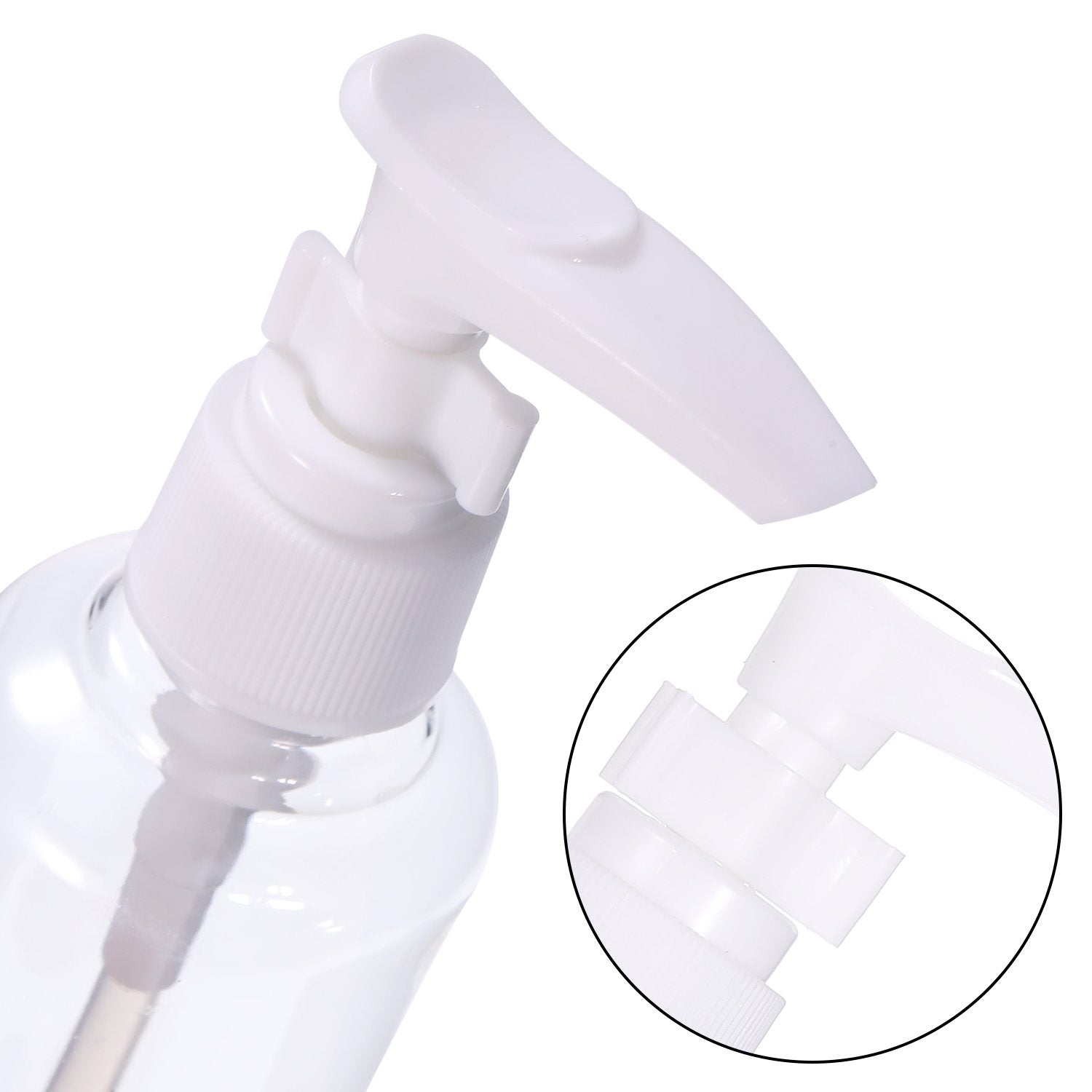 Tecunite 6 Pack Transparent Travel Bottles Pump Bottle Lotion Dispenser Bottle Set With Small Funnel For Flight, Airport, Holida
