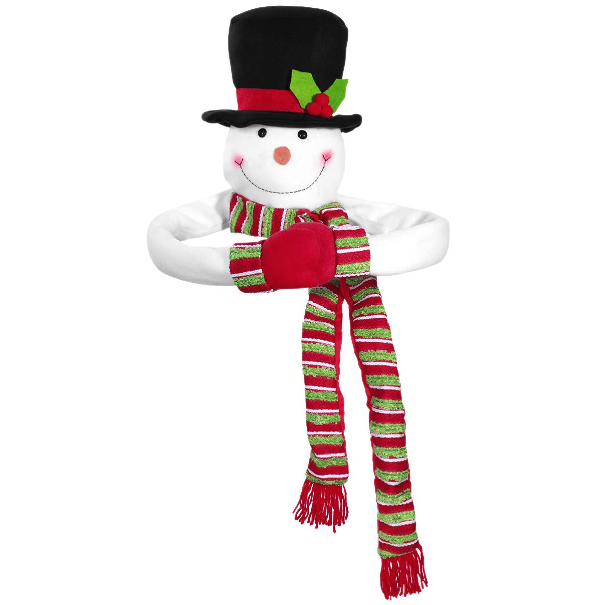 STOBOK 1Pc Snowman Christmas Tree Hugger, Christmas Tree Topper Snowman Hugger with Top Hat Shawl and Poseable Arms for Xmas Hol
