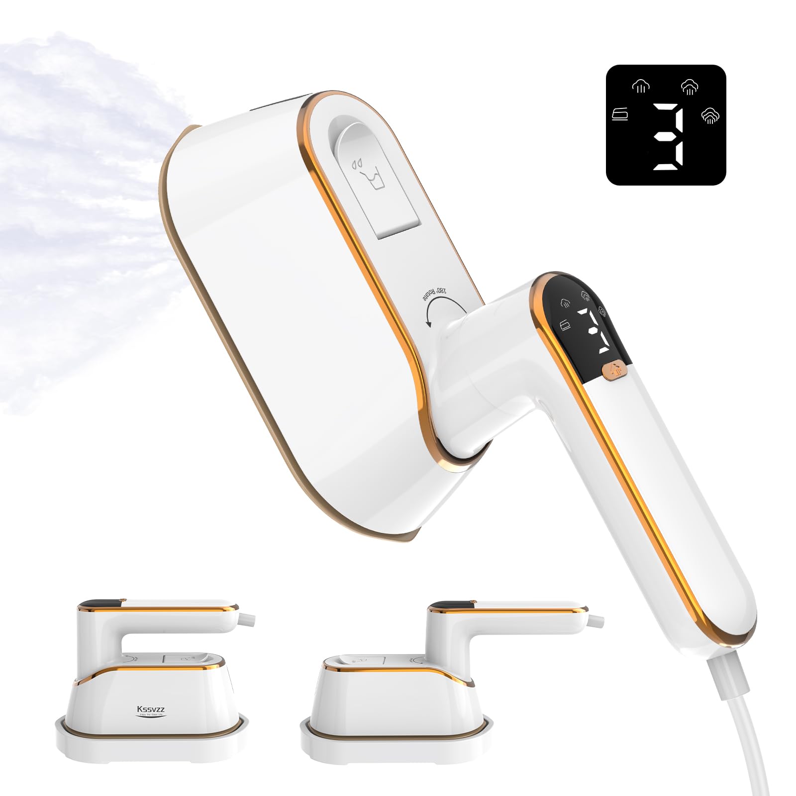 Portable Travel Steamer Iron for Clothes with LCD Display - 4 Mode Handheld Mini Clothing Steam Iron, 1200W Small Garment Steame
