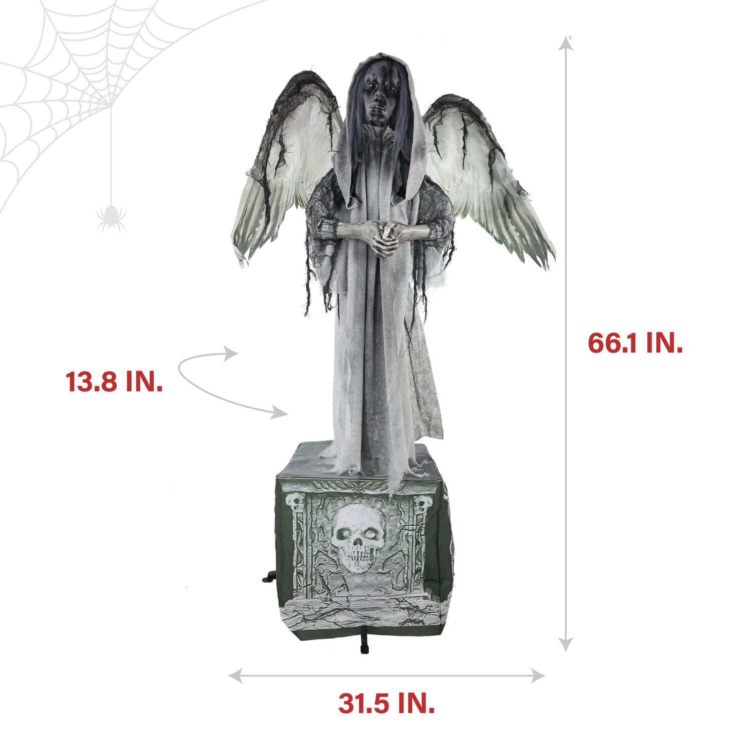 Haunted Hill Farm Lifesize Animatronic Scary Haunted Angel Statue with Touch Activated Lights and Sound, Battery-Operated Indoor