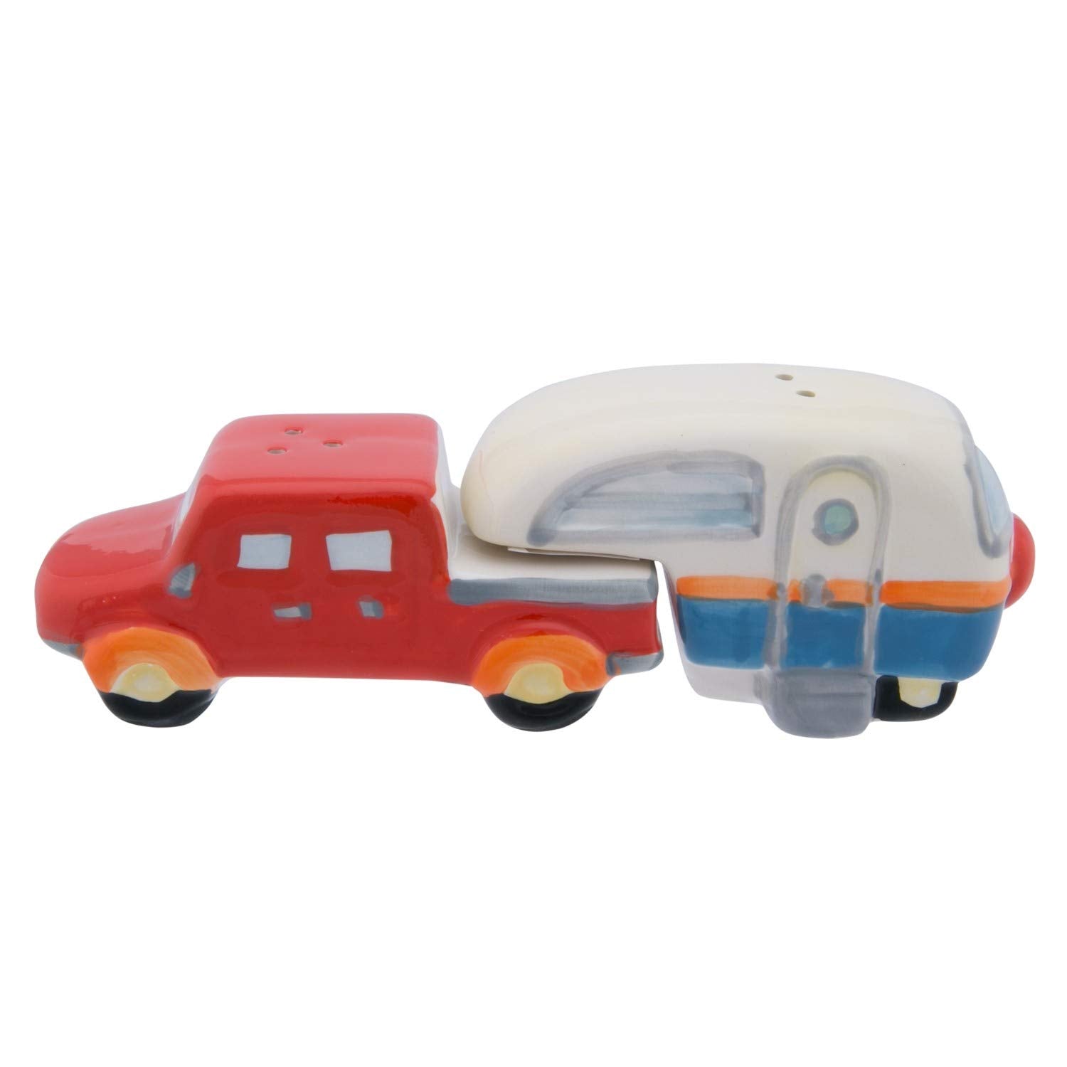Beachcombers Truck/Camper Salt And Pepper Unique Ceramic Novelty Shakers Decor Decoration Red And White Truck/Camper