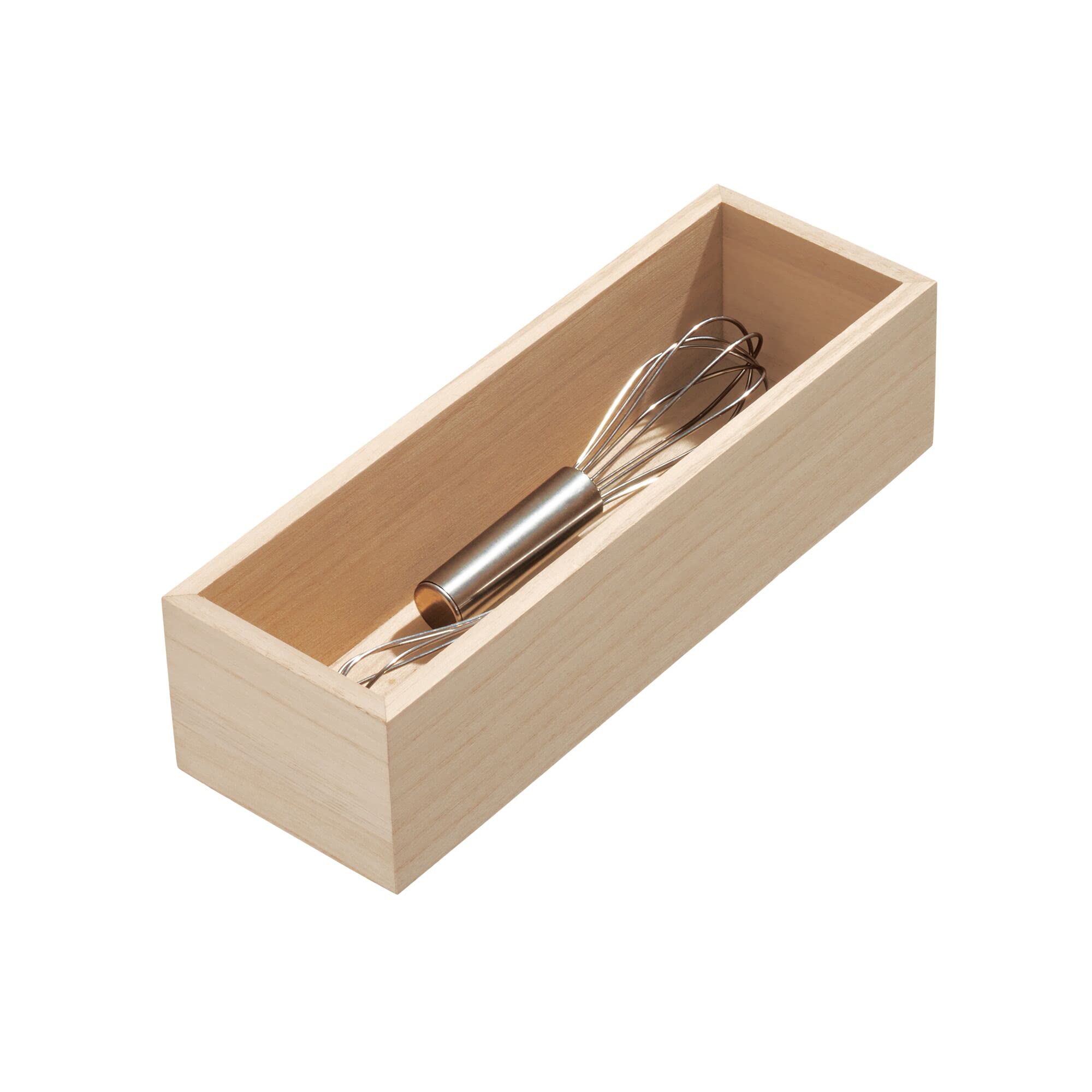 iDesign Renewable Paulownia Wood Collection Drawer Organizer Bin, 3.3'' x 10'' x 2.5'', Natural