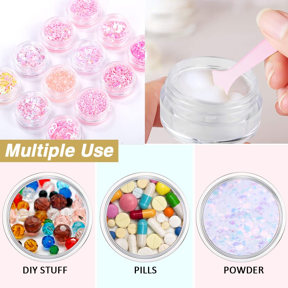 8 Oz Plastic Containers With Lids + 2Oz Small Containers With Lids (Set Of 24) Plastic Jars With Lids Cosmetic Jar - For Lip Scr