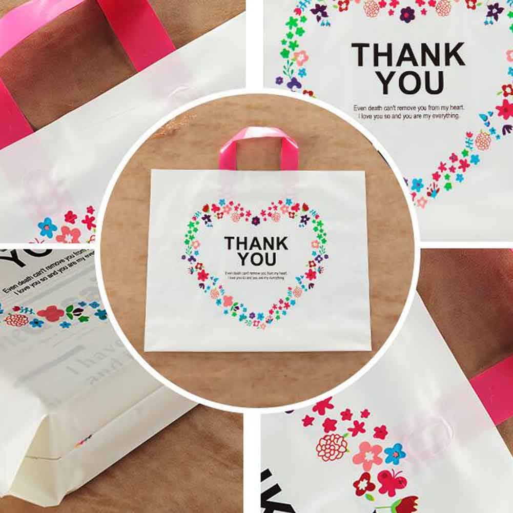 Panda Legends Thank You - 50 Pieces Plastic Shopping Bags Gift Bag Boutique Bags Carry Bags