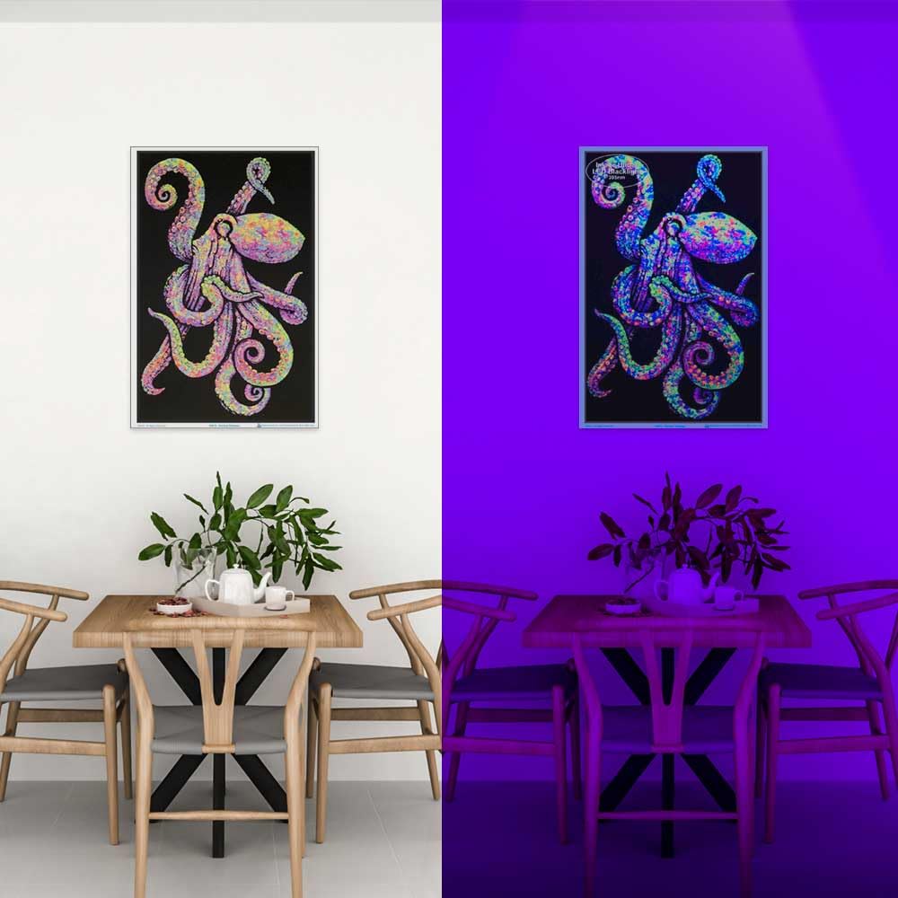 Painted Octopus - Flocked - Blacklight Poster - 23'' X 35''
