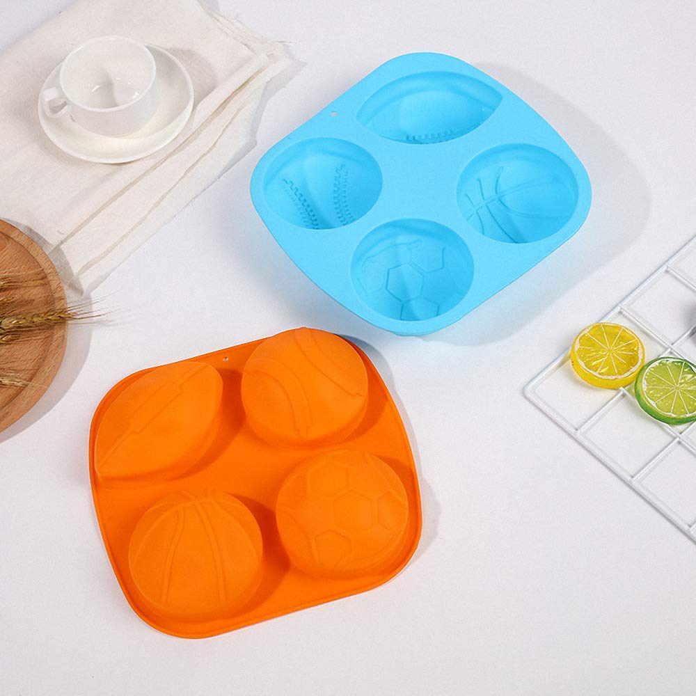 Giant Size Sports Balls Silicone Ice Cube Mold Athlete Basket Ball Rugby Tennis Soccer Football Chocolate Candy Jello Shot Mold