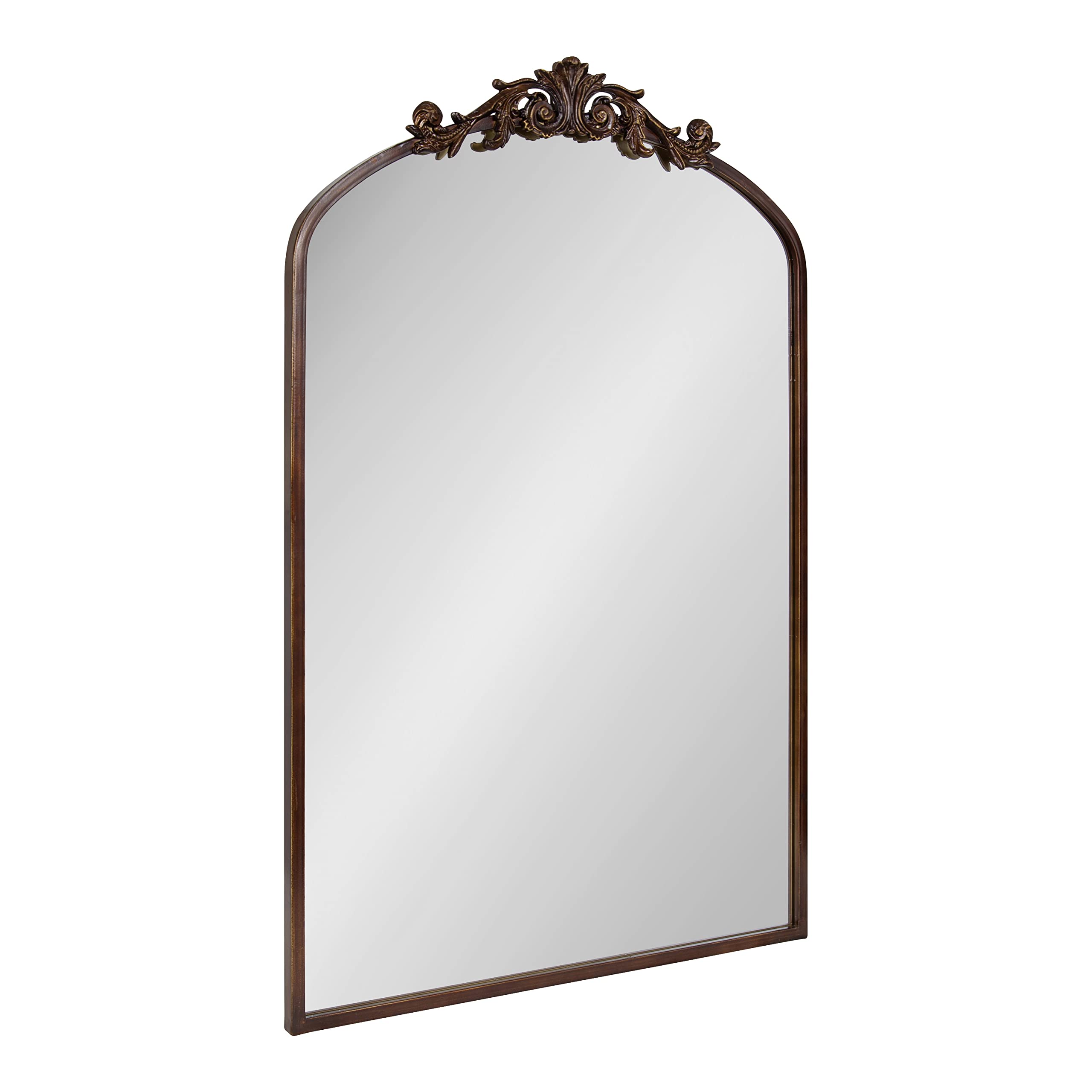 Kate and Laurel Arendahl Ornate Traditional Arched Mirror, 24 x 36, Bronze, Decorative Baroque Style Arched Wall Mirror with Orn