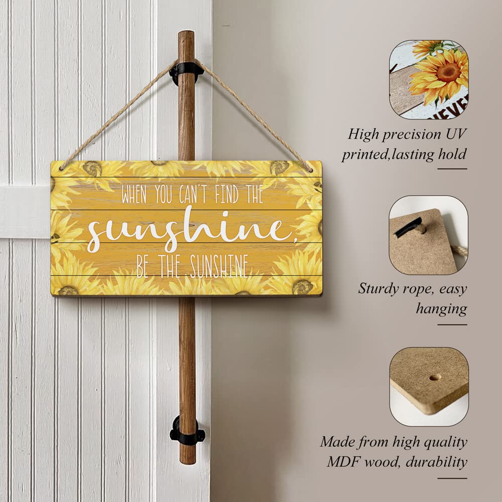 Heuhuww Sunflower Decor-Be The Sunshine 6x12 Inch,Rustic Sunshine Decor Sign for Home,Front Door,Porch,Office,Coffee Shop,Inspir